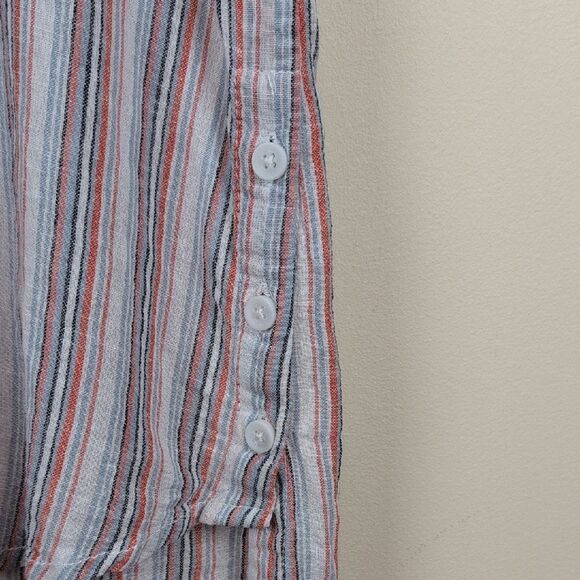 Beachlunchlounge Mixed Stripes Sleeveless Button-Up High Low Hem Top Size XL - Picture 5 of 9